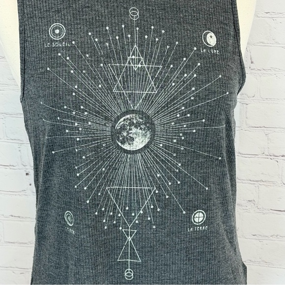 EARTHBOUND Charcoal Sleeveless Knit Tunic Whimsigoth Celestial Witchy XL - Picture 2 of 7